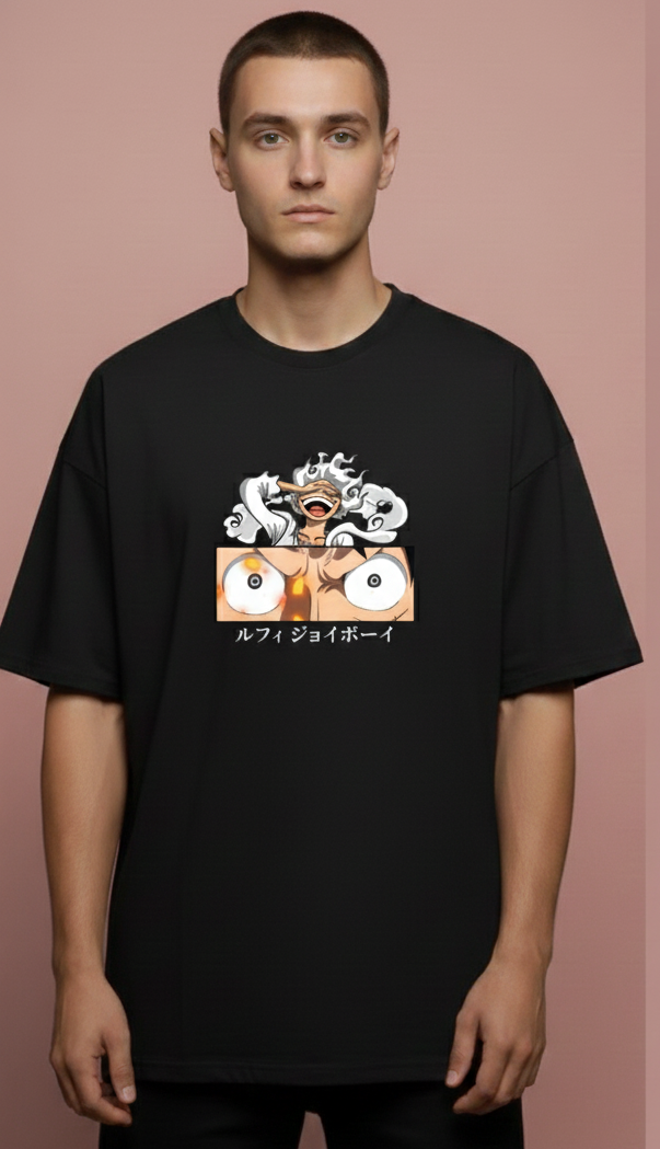 ULTIMATE ONE PIECE GEAR GRAPHIC PRINT OVERSIZED T-SHIRT - BLACK