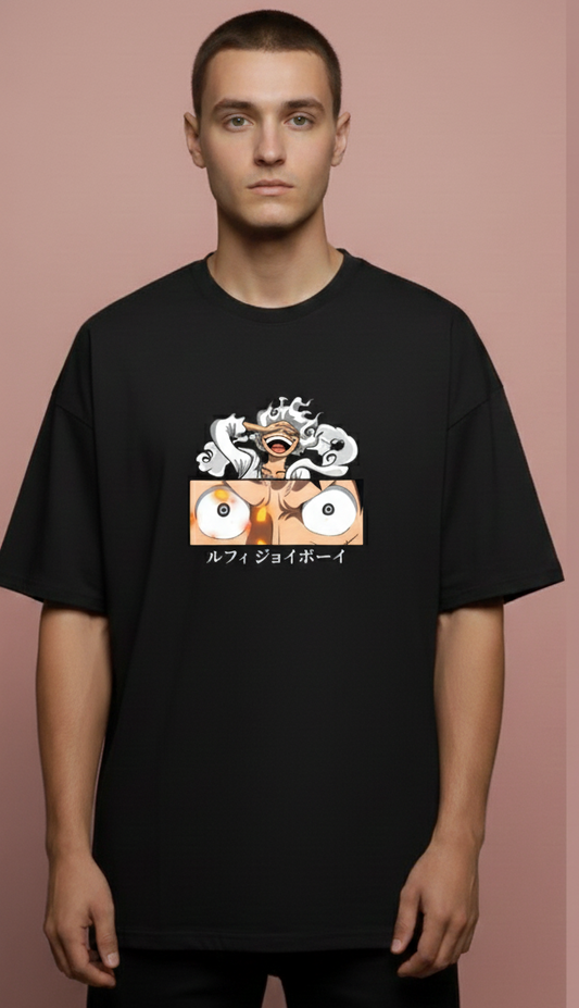 ULTIMATE ONE PIECE GEAR GRAPHIC PRINT OVERSIZED T-SHIRT - BLACK