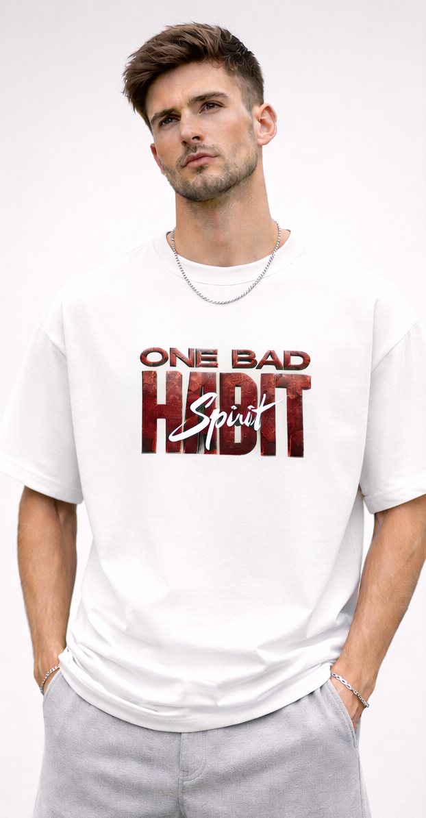 ONE BAD HABIT GRAPHIC PRINT OVERSIZED T-SHIRT