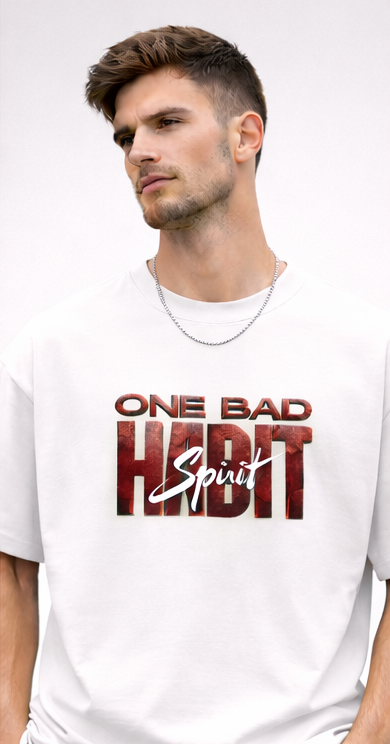 ONE BAD HABIT GRAPHIC PRINT OVERSIZED T-SHIRT