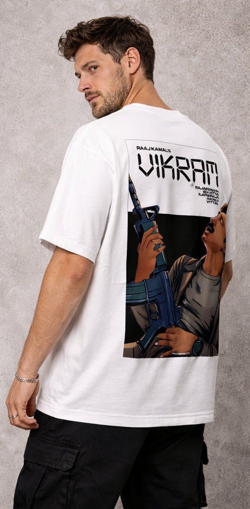 VIKRAM GRAPHIC PRINT OVERSIZED T-SHIRT - WHITE
