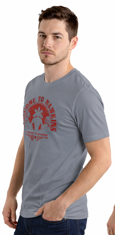 WELCOME TO HAWKINS | STRANGER THINGS GRAPHIC PRINTED REGULAR FIT T-SHIRT