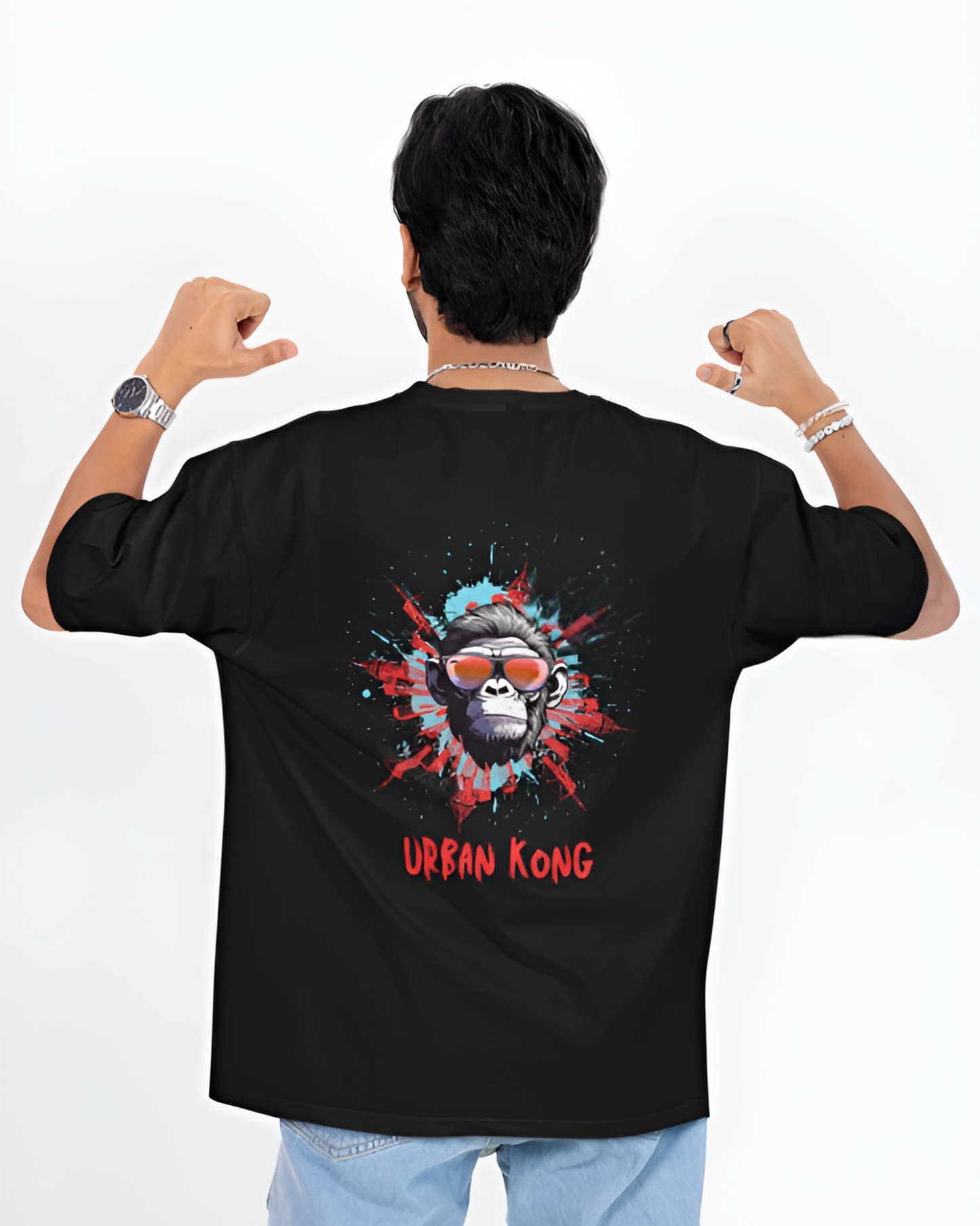 URBAN KONG GRAPHIC PRINT OVERSIZED T-SHIRT - BLACK