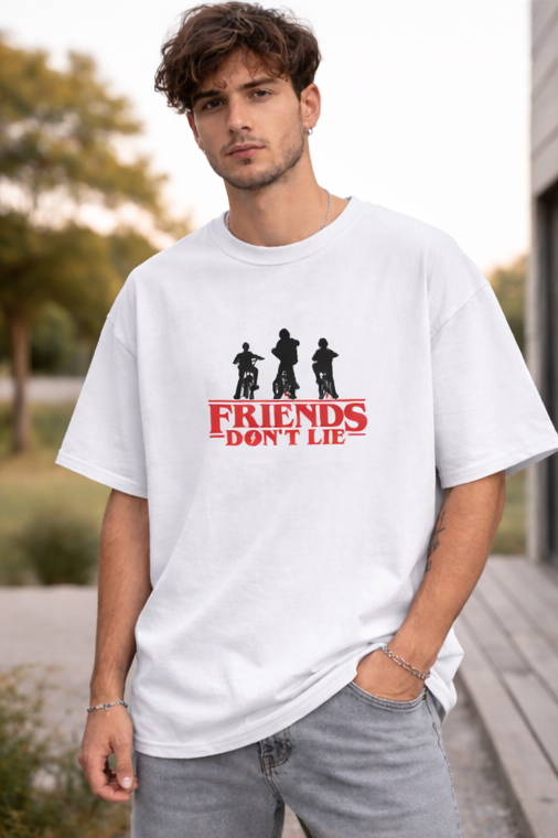 FRIENDS DON'T LIE TEE | STRANGER THINGS GRAPHIC PRINTED OVERSIZED T-SHIRTS