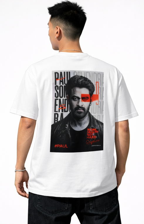 PRABHAS GRAPHIC PRINT OVERSIZED T-SHIRT - BLACK