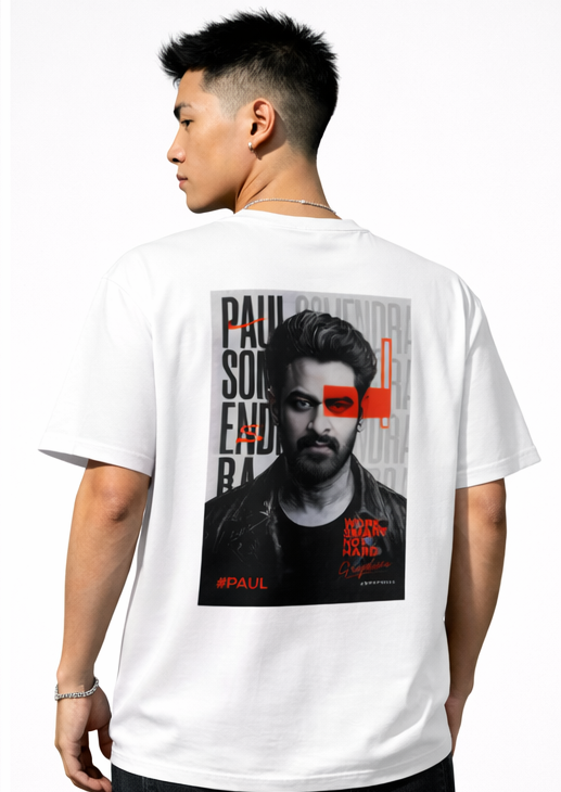 PRABHAS GRAPHIC PRINT OVERSIZED T-SHIRT - BLACK