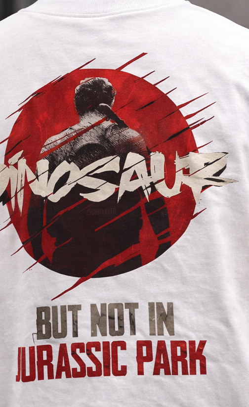 DINOSAUR GRAPHIC PRINT OVERSIZED T-SHIRT - BEIGE