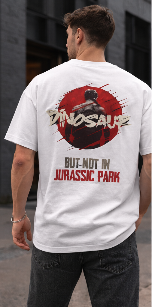 DINOSAUR GRAPHIC PRINT OVERSIZED T-SHIRT - BEIGE