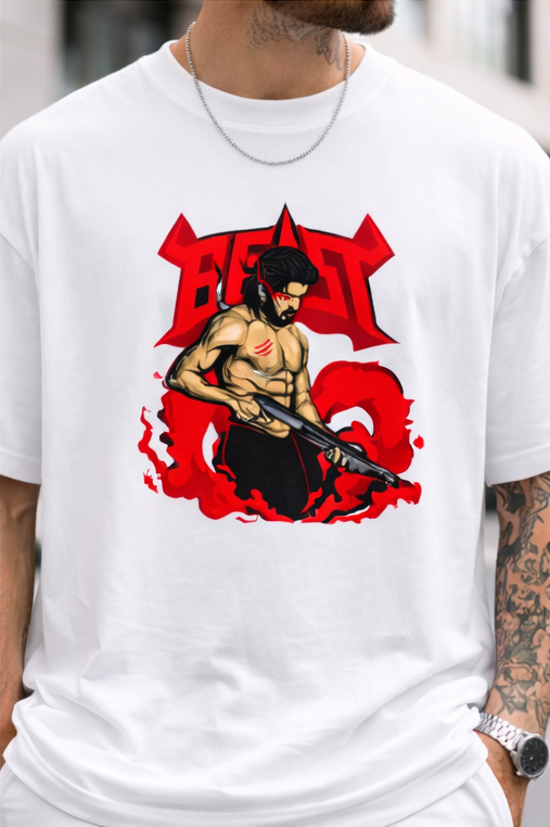 BEAST GRAPHIC PRINT OVERSIZED T-SHIRT - BLACK