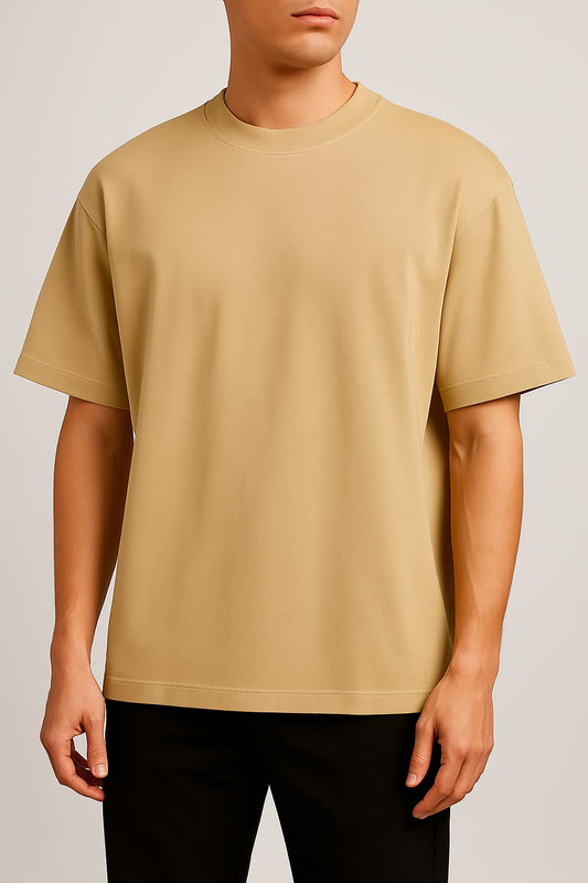 OVERSIZED BEIGE TERRY COTTON T-SHIRT