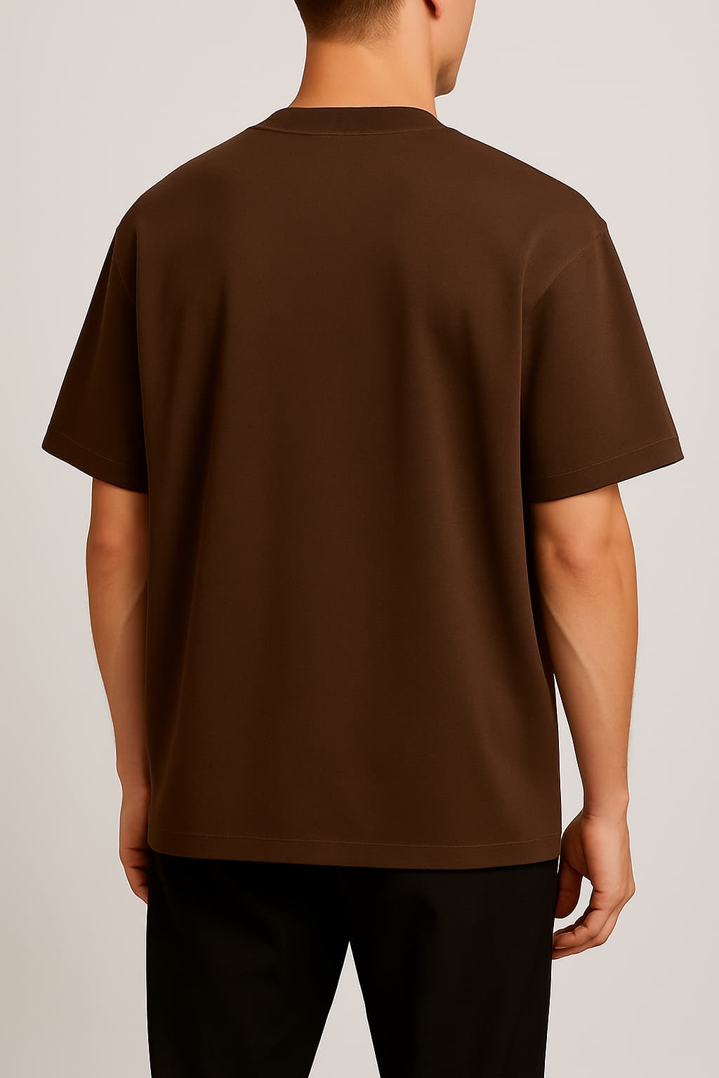 OVERSIZED COFFEE BROWN TERRY COTTON T-SHIRT