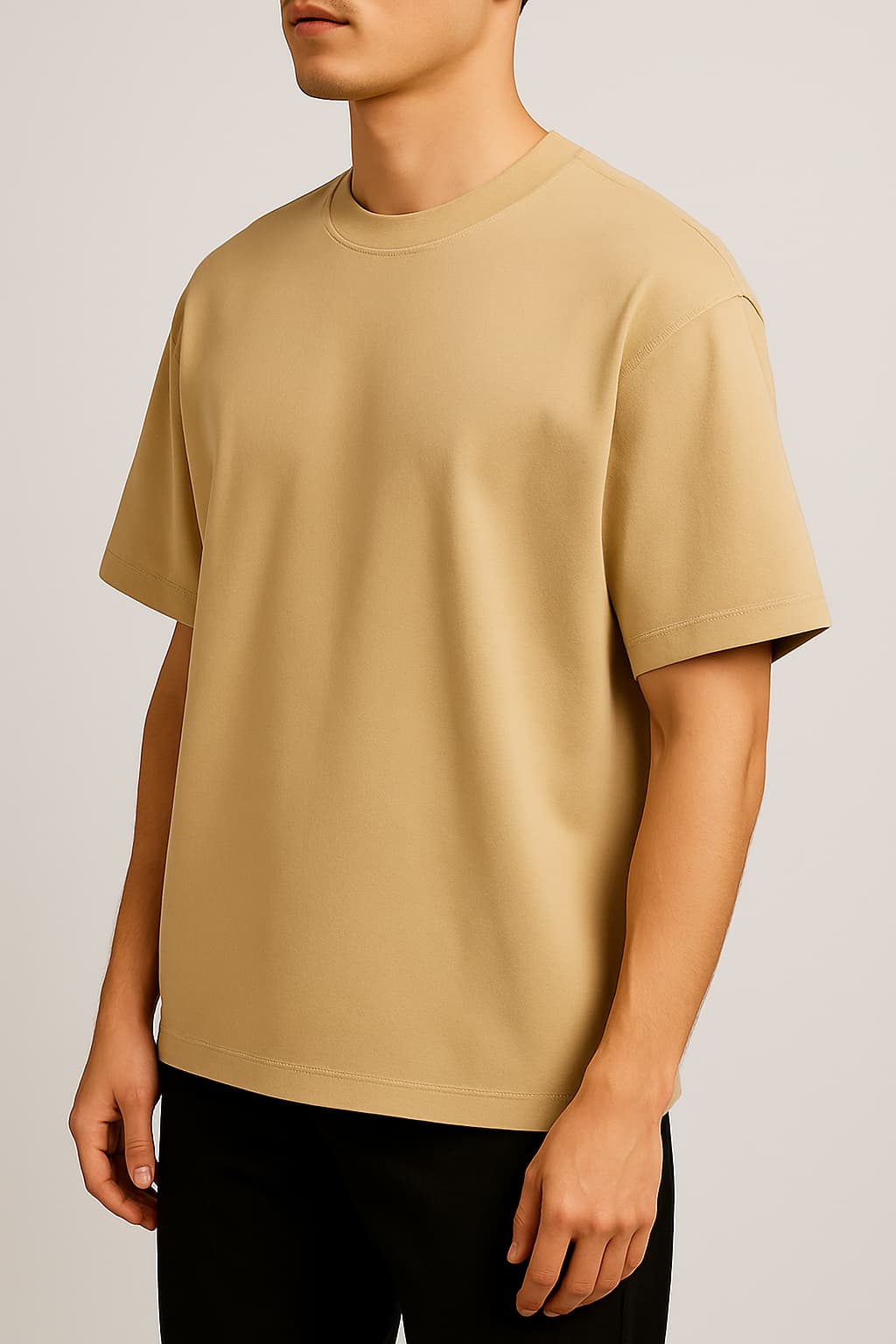 OVERSIZED BEIGE TERRY COTTON T-SHIRT