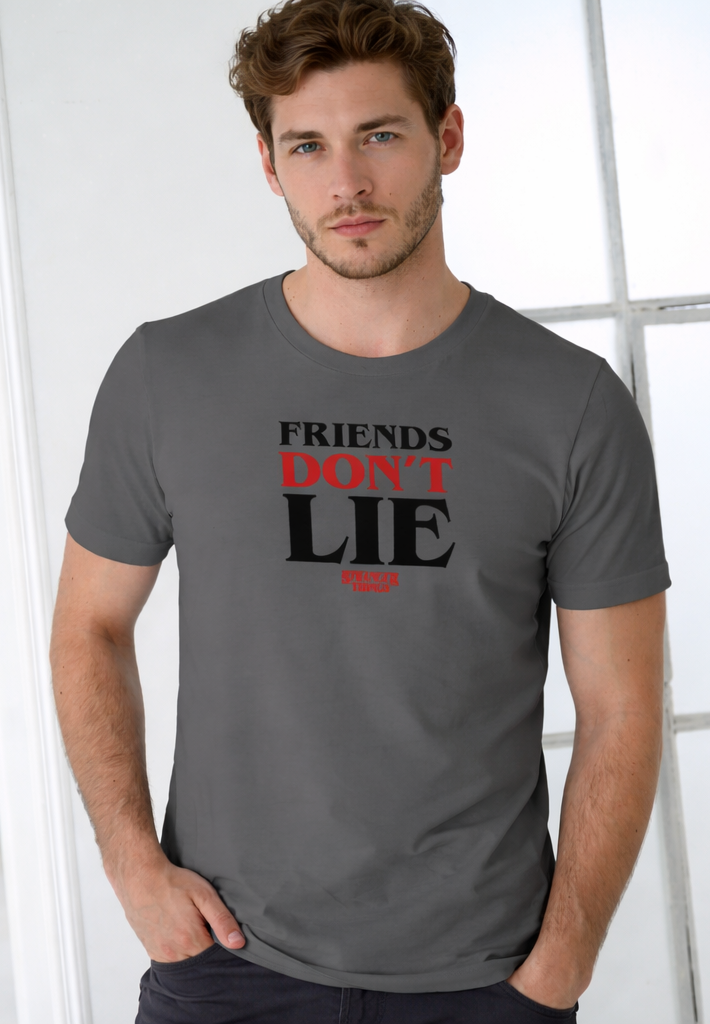 FRIENDS DON'T LIE | STRANGER THINGS GRAPHIC PRINTED REGULAR FIT T-SHIRT