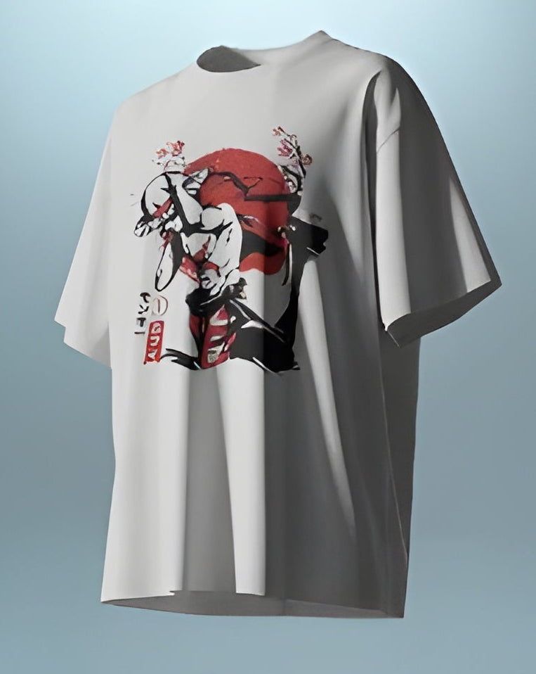 ARTISAN WARRIOR PRINT OVERSIZED T-SHIRT - WHITE