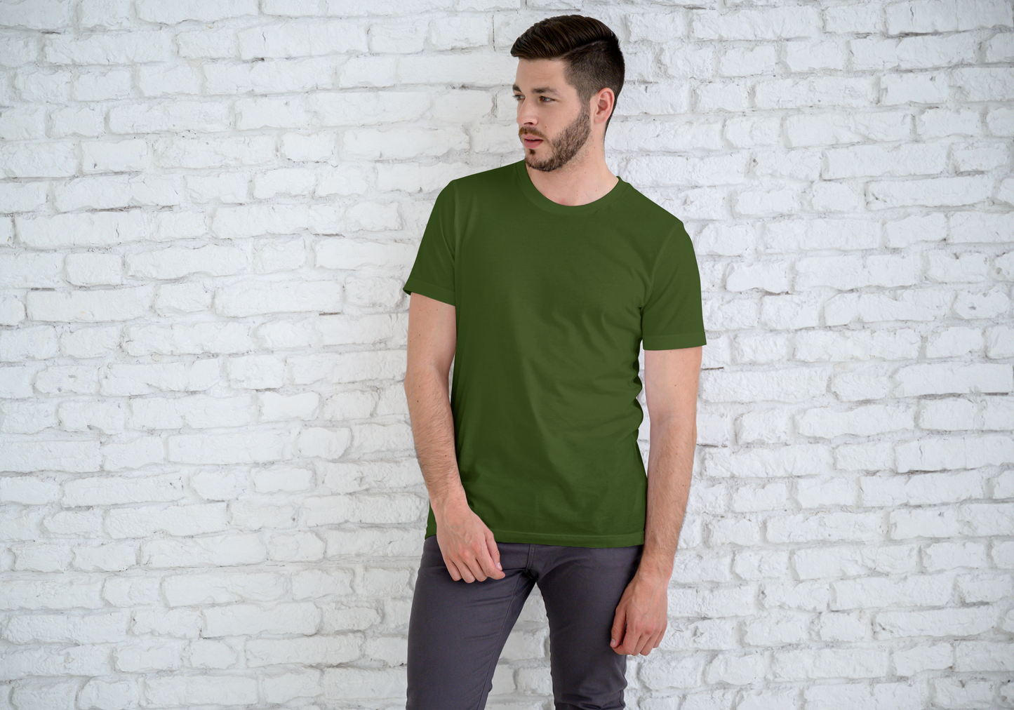 OLIVE GREEN COTTON T-SHIRT