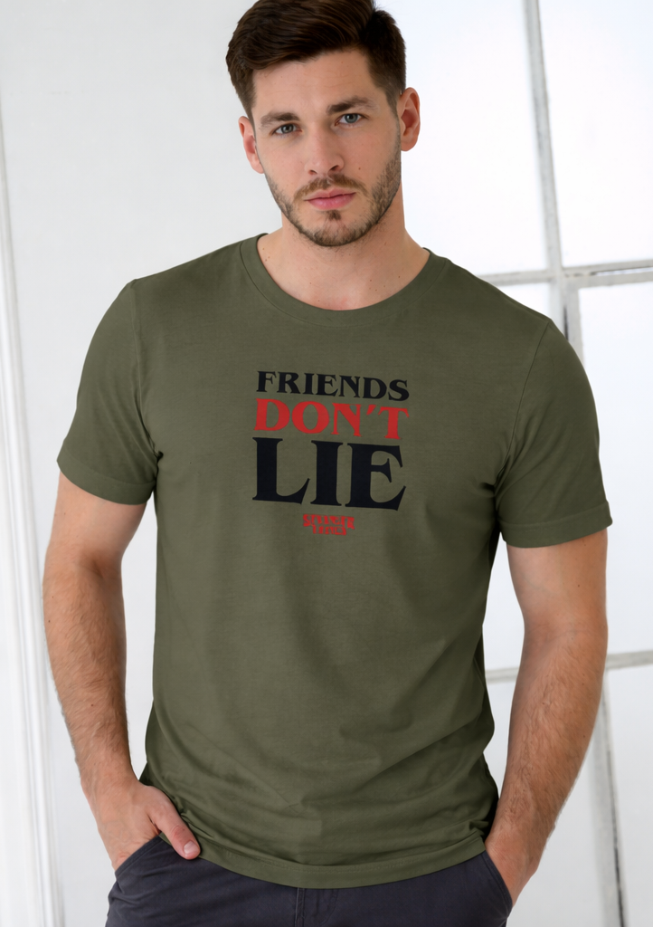 FRIENDS DON'T LIE | STRANGER THINGS GRAPHIC PRINTED REGULAR FIT T-SHIRT