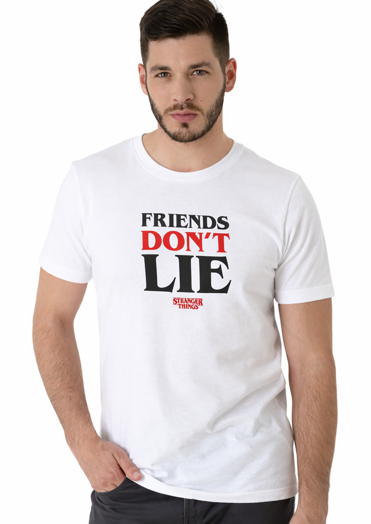 FRIENDS DON'T LIE | STRANGER THINGS GRAPHIC PRINTED REGULAR FIT T-SHIRT